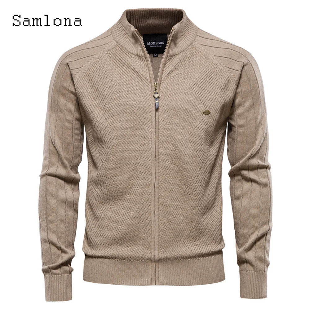 

Plus Size 3XL Men Knitted Sweaters Mens Streetwear 2023 European Fashion Zipper Top Cardigans Khaki Splice Ruched Sweater Hommes