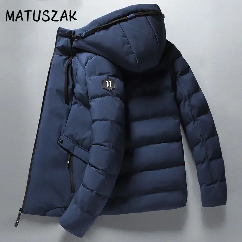 

Winter Men's Parkas Casual Cotton Padded Coat Zipper Solid Jacket Waterproof Thicken Warm Male Outerwear Men Clothing