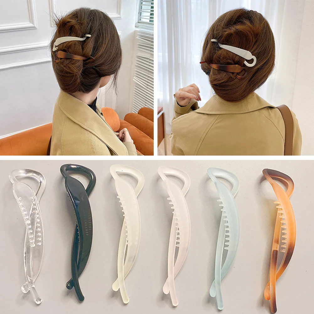 

1PC Banana Clip Solid Color Plastic Hair Clips For Women Fashion Hair Claws Barrettes Ponytail Holder Hairpins Hair Accessories