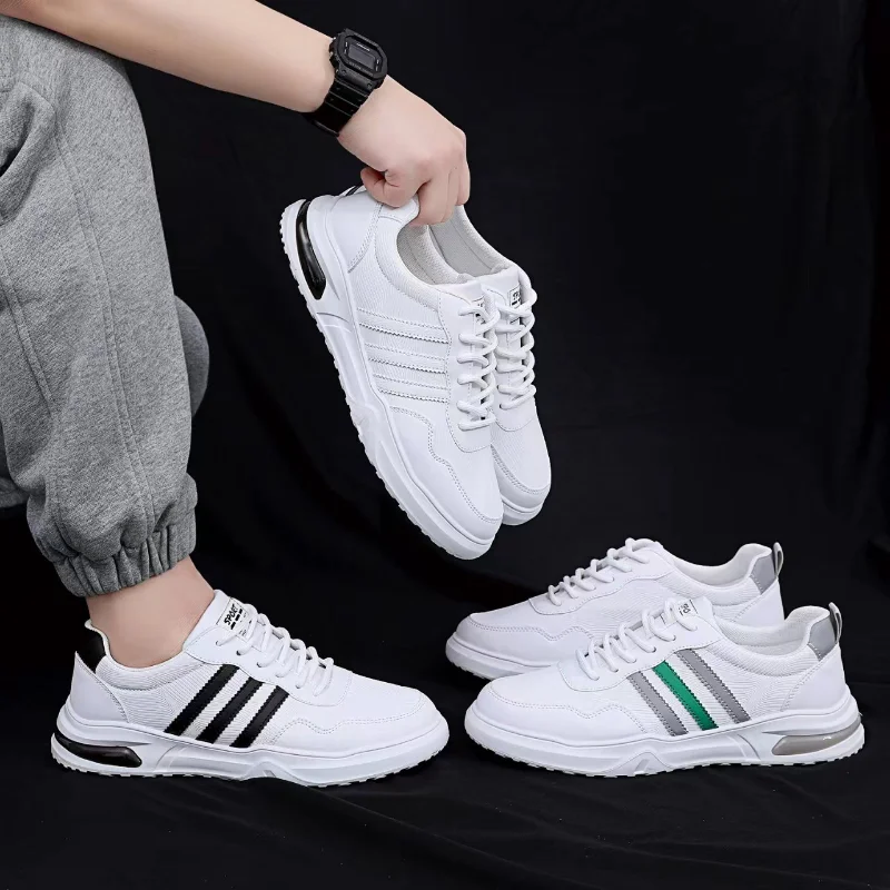 

new Lightweight breathable men's sports shoes comfortable male board shoes low-top leather surface casual sinle shoe