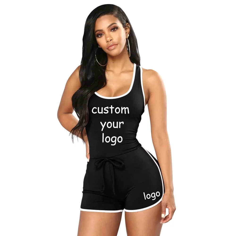 Custom T-Shirts Shorts with Your Logo Solid Racerback Sportswear Casual Sports Women's Jumpsuit Shorts