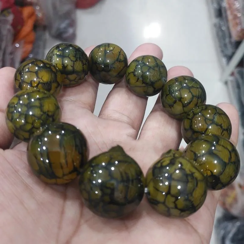 

Natural Dragon Agate Bracelets for Men 20MM Simple Ethnic Bracelet Jewelry
