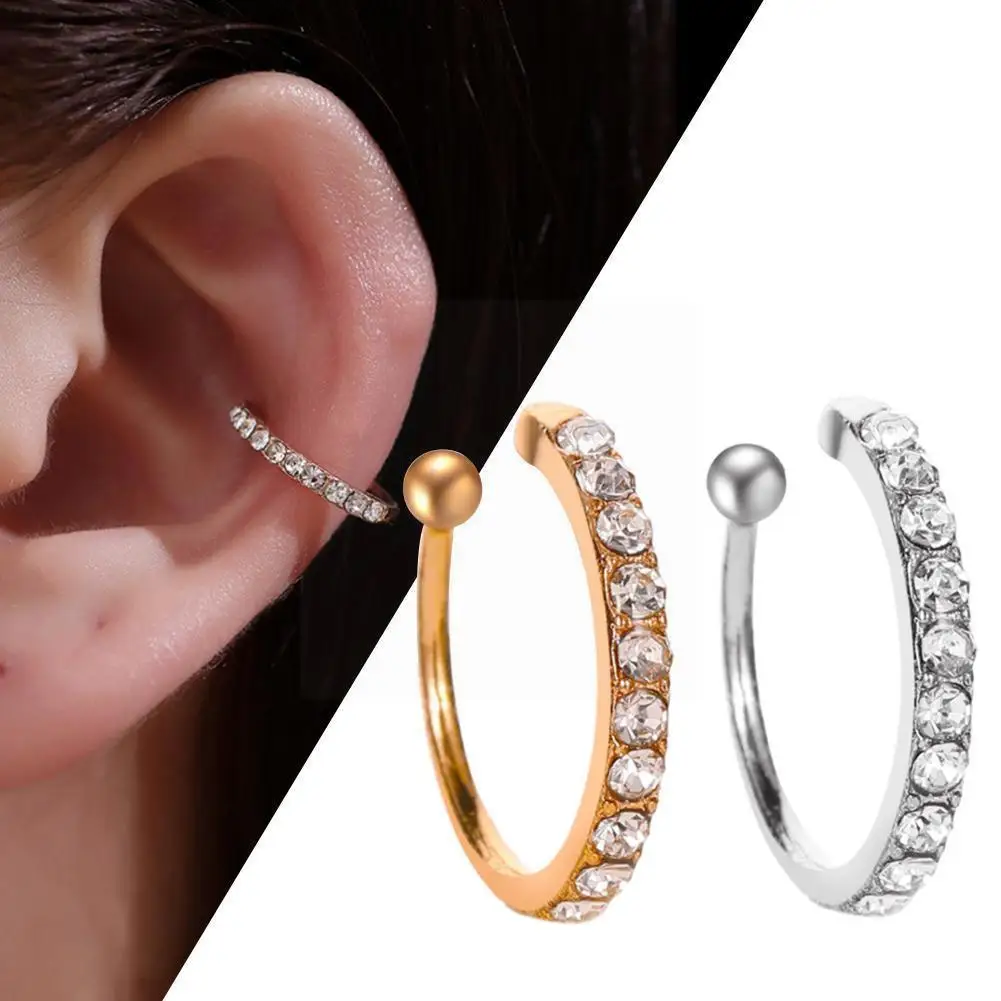 

Ear Clip With Diamonds Korean Crystal Clip Earrings Without Earring Ear Pierced Fake Jewelry Ear Single Earrings Single Cuf L0d7