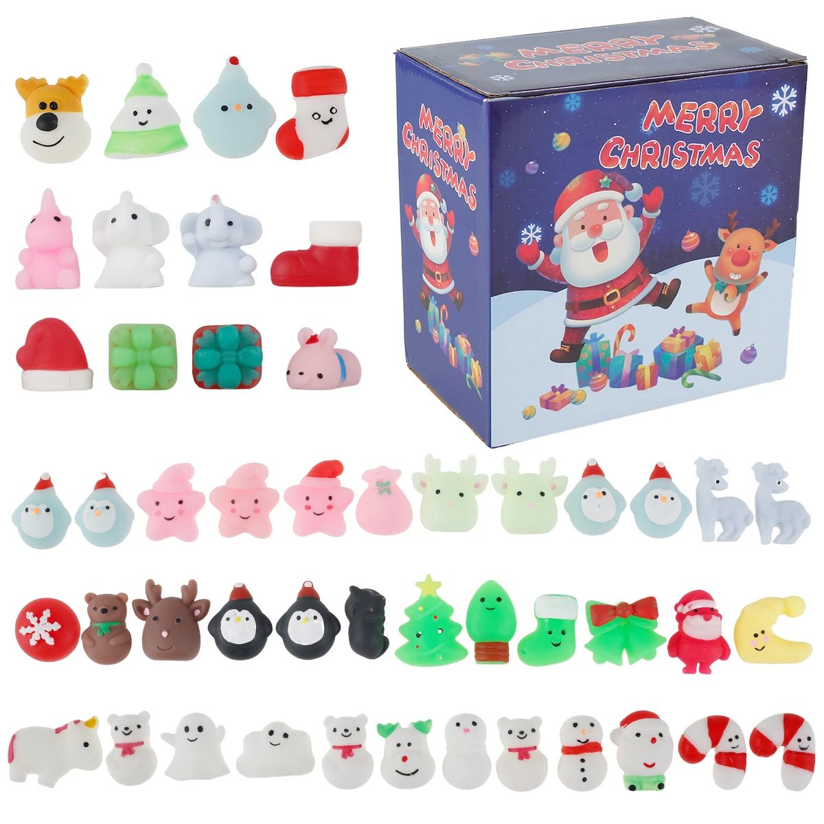 

48Pcs Kawaii Toys Christmas Tree Santa Squeeze Toys for Kids Toys Christmas Party Favors Stress Relieve Toys