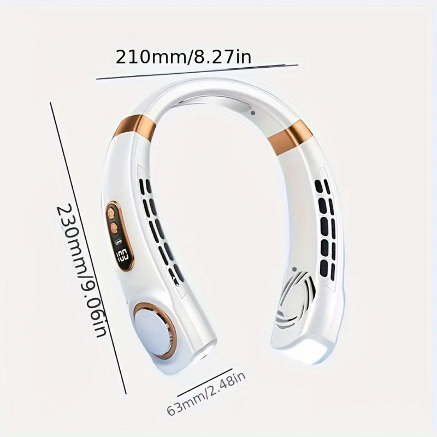 1pc Portable Neck Fan With 5-Speed Adjustable Bladeless Hanging Design USB Rechargeable LED Digital Display Quiet Operat