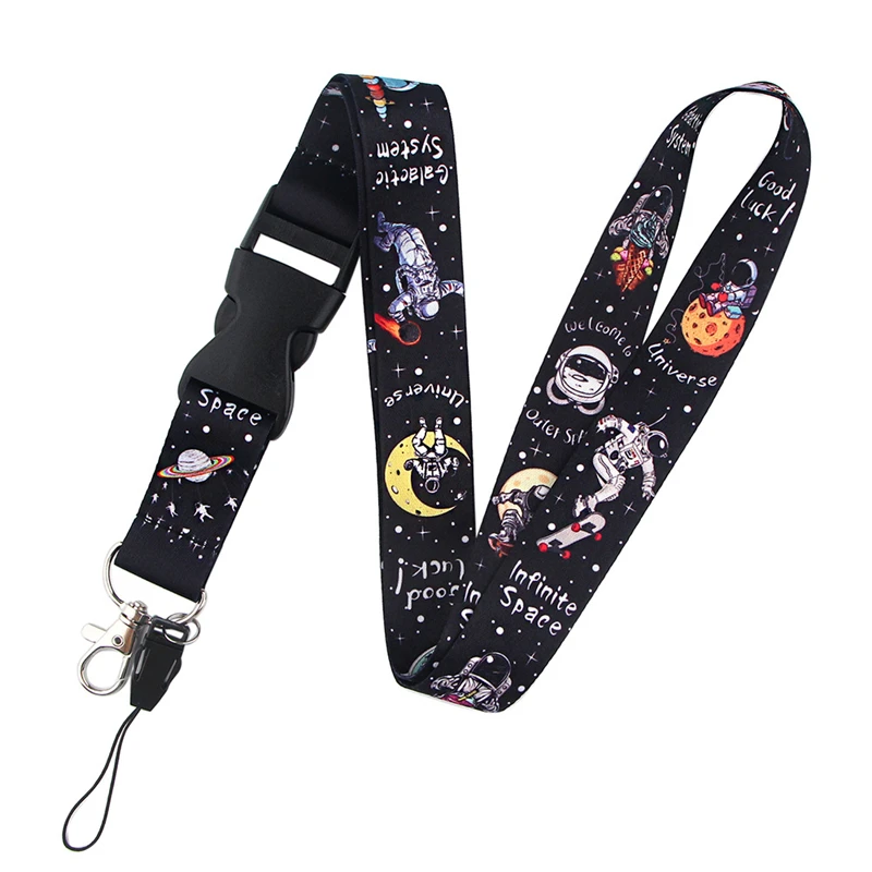 

Outer Space Astronauts Lanyards Cool Neck Strap webbings ribbons Phone Keys ID Card Holder Lanyard For Keys DIY Hang Ropes
