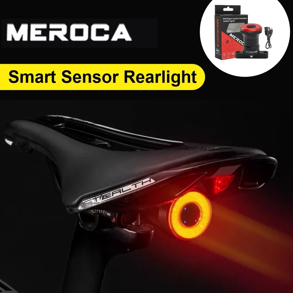 

MEROCA Bicycle Smart Sensor Brake Taillights WR15 WR25 MTB Light Rechargeable Bike Light Waterproof Cycle Accessories