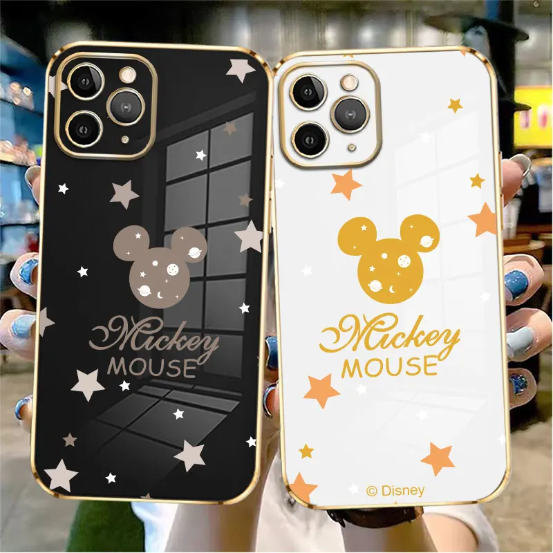 

Luxury Soft Plating Phone Case For iPhone 14 13 12 11 Pro Max Mini X XR XS Max 7 8 6 6s Plus Shell Mickey Starry Sky