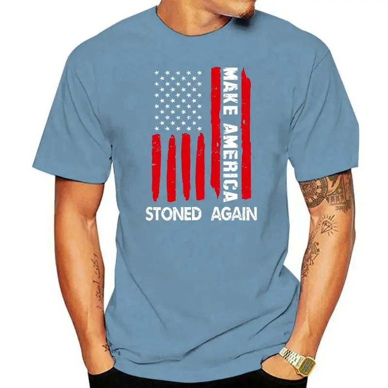 

Забавный подарок 4 июля, футболка с надписью Make America Stoned Again, футболки, топы, футболки, Лидер продаж, хлопковая Повседневная модная мужская фут...