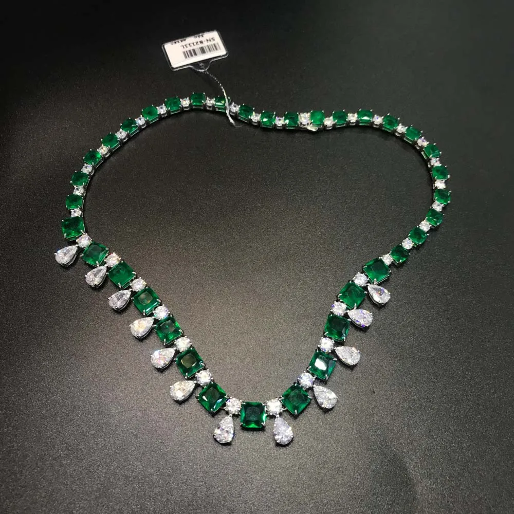 CSJ роскошное ожерелье из стерлингового серебра 925 пробы созданное изумрудом