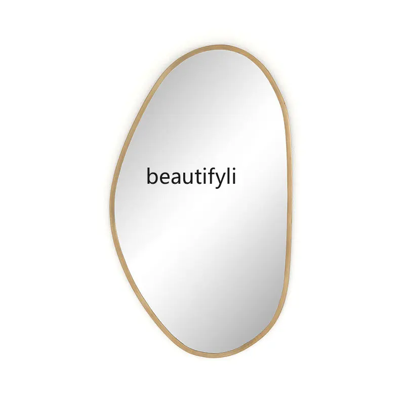 

zq Modern Minimalist Wall Mirror Nordic Cosmetic Mirror Wooden Makeup Mirror Home Living Room Decorative Mirror