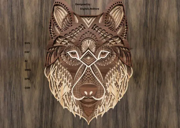 

Wolf Pattern Laser Files for Cutting SVG DXF DWG CDR and Digital Multilayer Layout Files Map Laser Engraving Cutting
