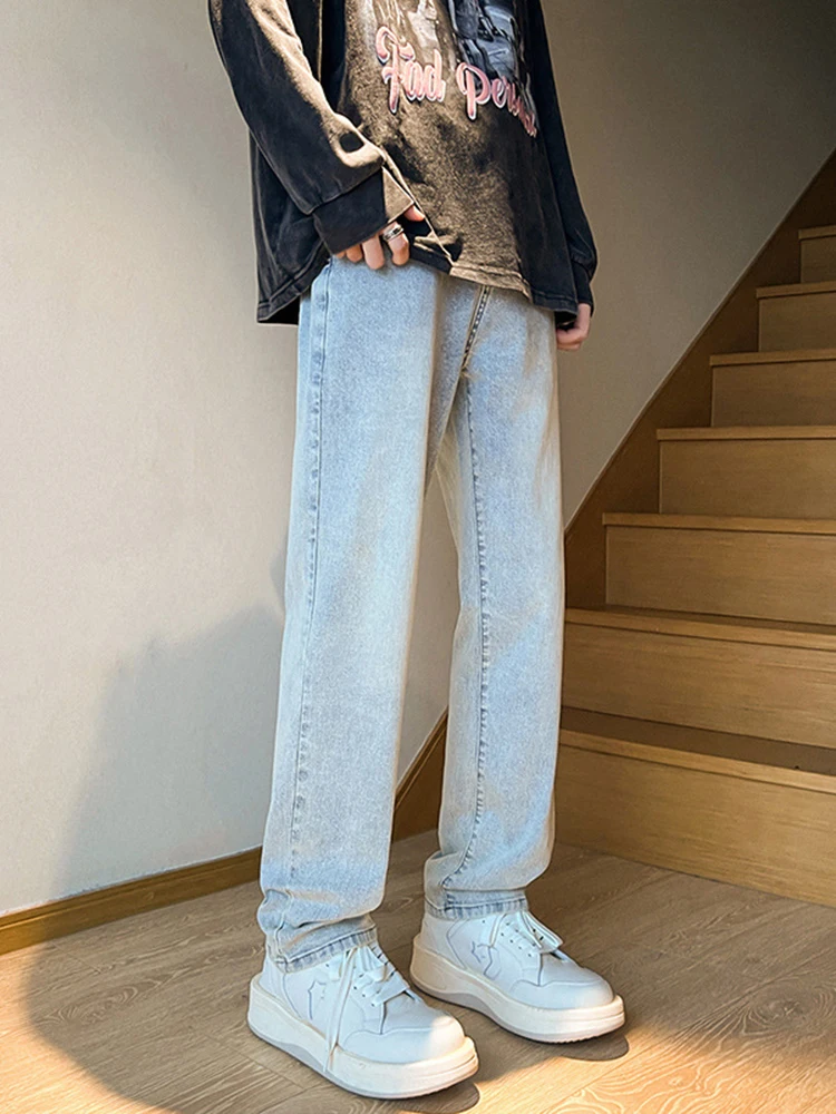 Men Pants Spring and Summer High Street Zipper Jeans Solid Color Men's Pants Slim Casual Trousers American Fashion Jeans for Men