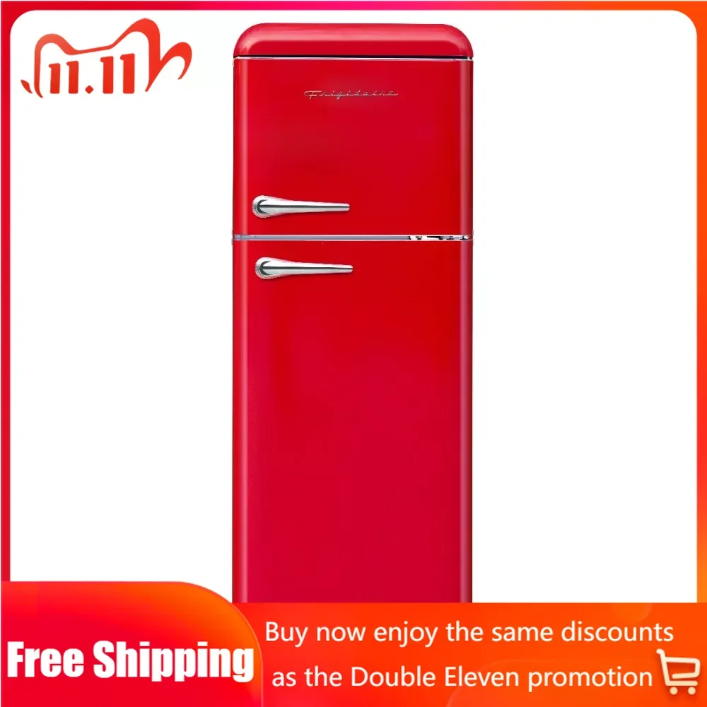 

7.5 Cu Ft Top Freezer Refrigerator in RED Fridge Rounded Corners Large Refrigerator for Kitchen Refrigerators for the Kitchen