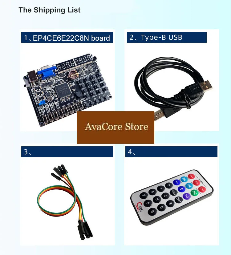 Учебная плата AvaCoreEDA FPGA DEMO Altera EP4CE6 с USB Blaster, JTag, TTL, VGA, DAC, ADC, клавиатурой и термометром. (art.: 3920dd118fdcc) - 3920dd118fdcc