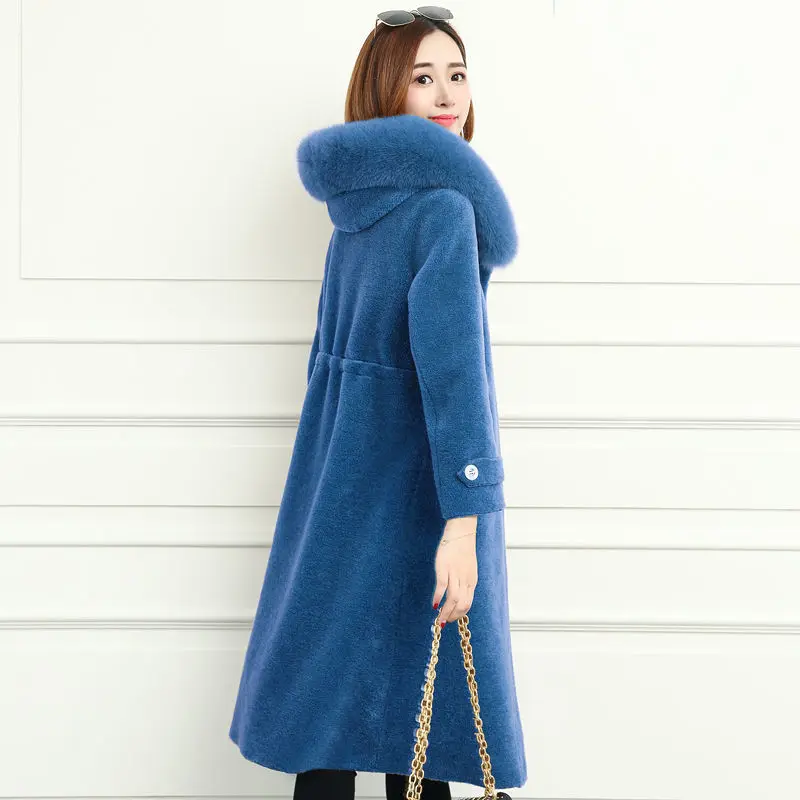 Women Real Fur Coats High Quality Lamp Wool Fur Coat Ladies Fluffy Coat Fur Elegant Real Fur Clothing Jackets Outerwear G129