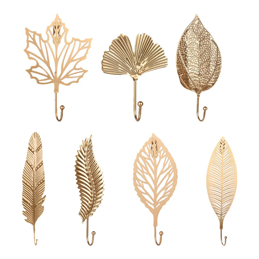 

Cast Decorative Country Hat, 7Pcs Golden Leaves Decorative Towel Hooks- Decorative Hooks for Hanging Coat, Robe, Bag,