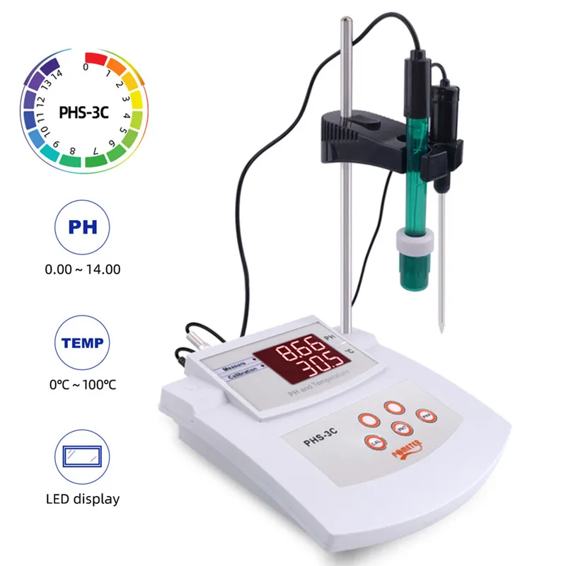 

PHS-3C Multi-parameter Ph meter Desktop Automatic Calibration Acidity Meter 2 In 1 PH/Temp Tester Digital Water Quality Analyzer