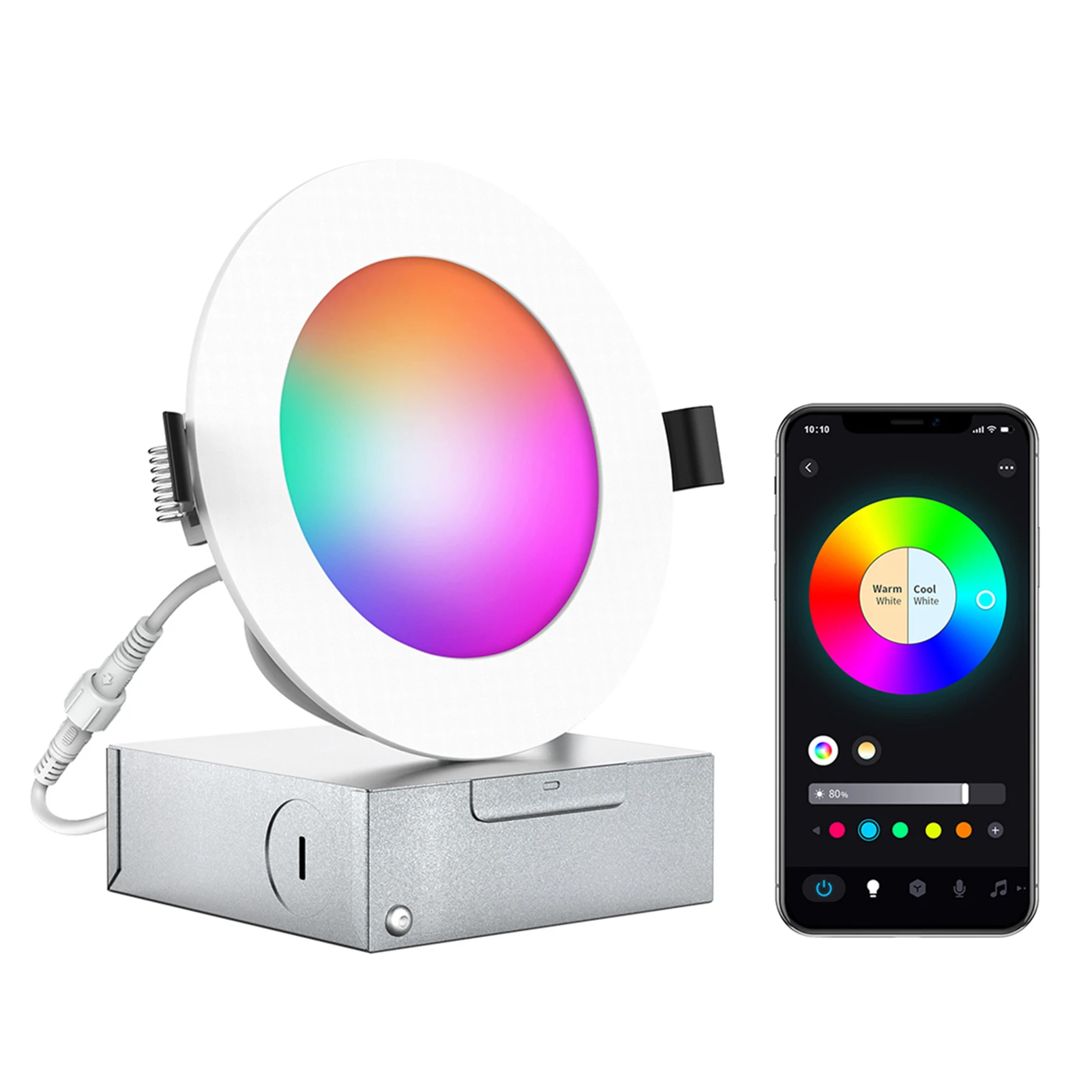 

Умный встроенный светильник RGB + CCT, 4 дюйма, 9 Вт
