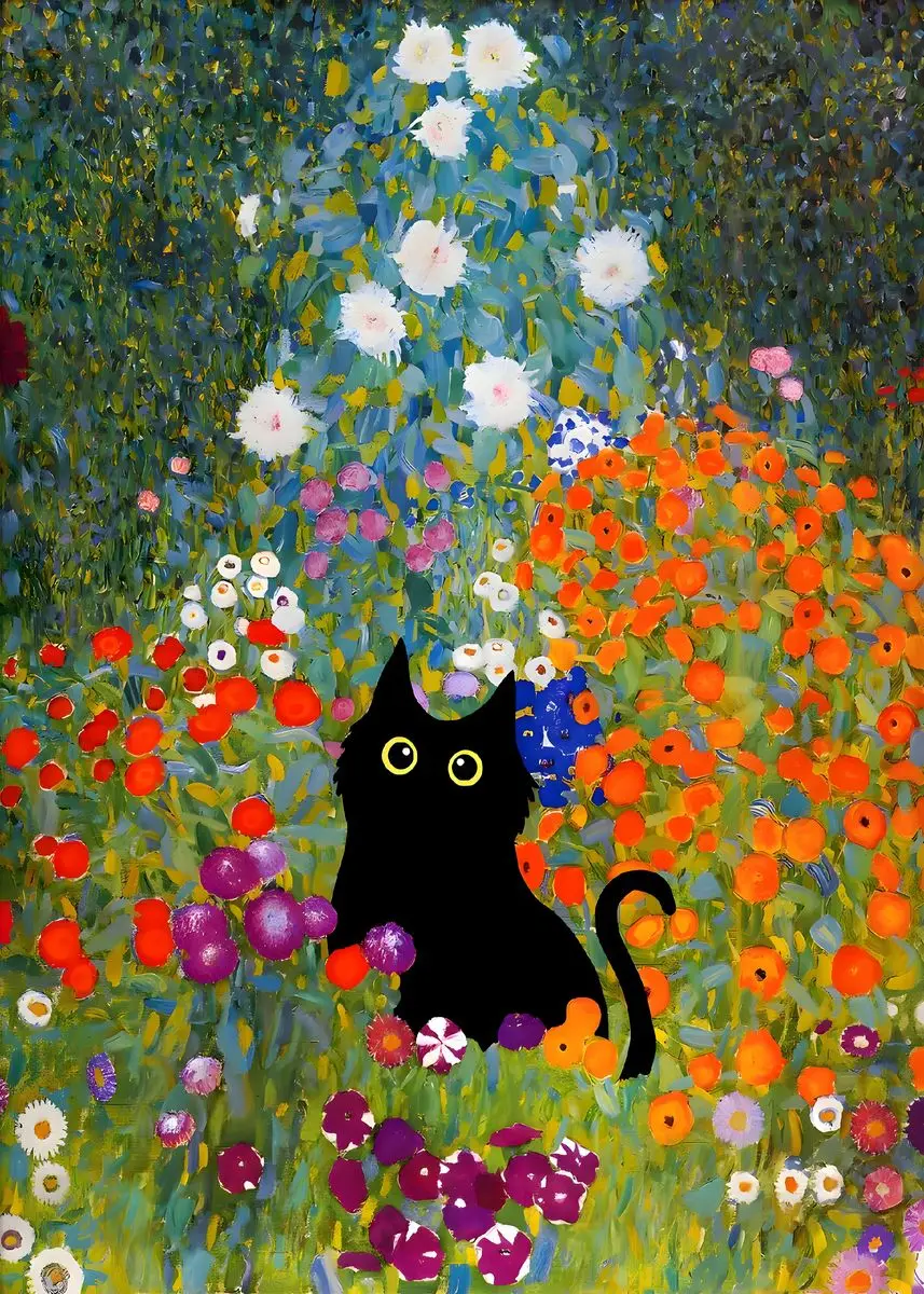 

Настенный постер "Винтажная забавная черная кошка"