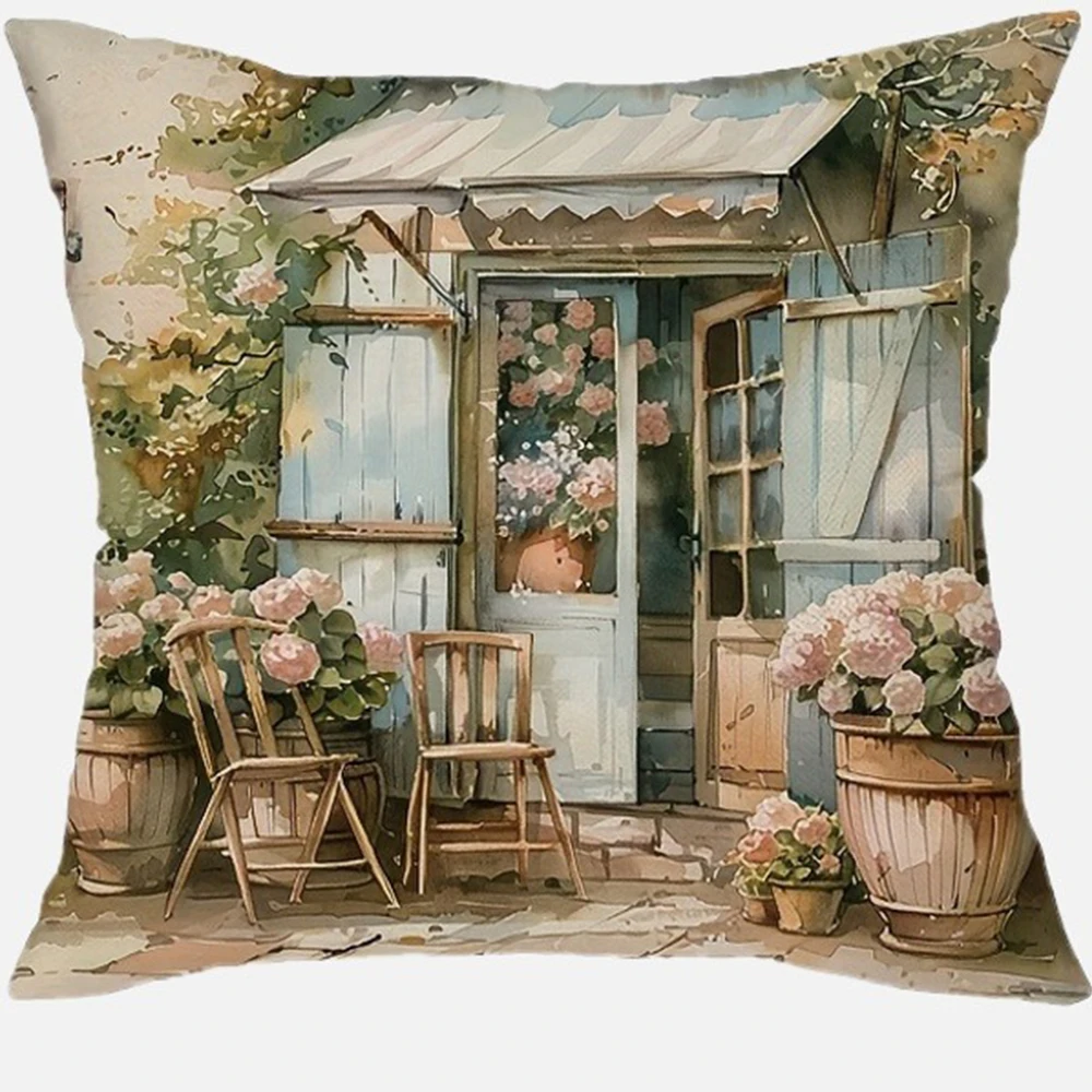 

Декоративная наволочка Country flower bicycle полиэстер велюр 40x40 см