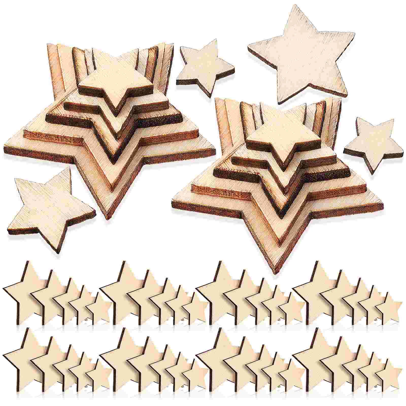 

Star Wooden Wood Christmas Stars Crafts Embellishments Cutouts Unfinishedornaments Slices Scatter Natural Hanging Table Pieces