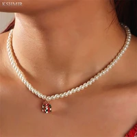 christmas gift exquisite pendant pearl necklace fashion christmas tree bell gift pendant jewelry pearl necklace female gift