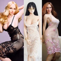 16 scale female sexy lace slim pajamas low cut sling perspective backless dress model for 12 action figure body toys