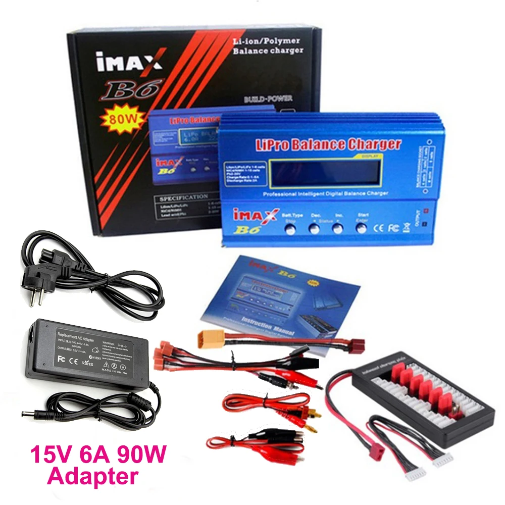 

IMAX B6 80W Lipo Charger Lipo NiMh Li-ion Ni-Cd Digital RC IMAX B6 Lipro Balance Charger Discharger 15V 6A Adapter