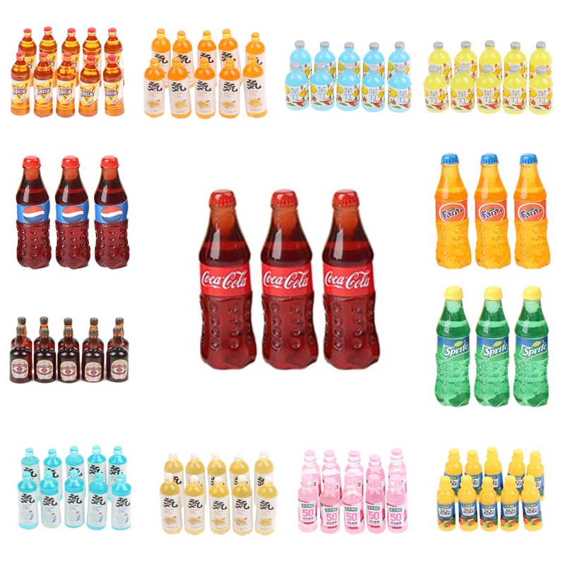 

4/10 шт., миниатюрные пластиковые бутылки для кукольного домика, 1:12