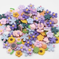 20pcslot resin flatback cabochons mixed purple flower embellishments for diy slime phone case craft making hairclip decorations