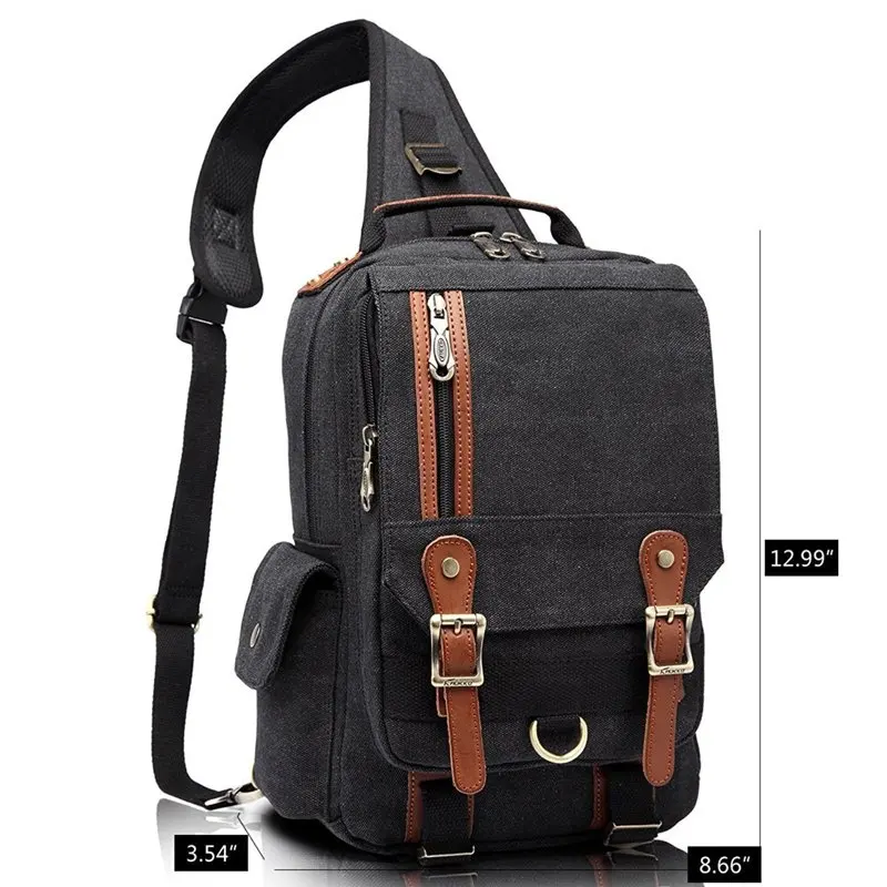 Canvas Messenger Bag Cross Body Shoulder Sling Backpack Travel Hiking Chest Bag