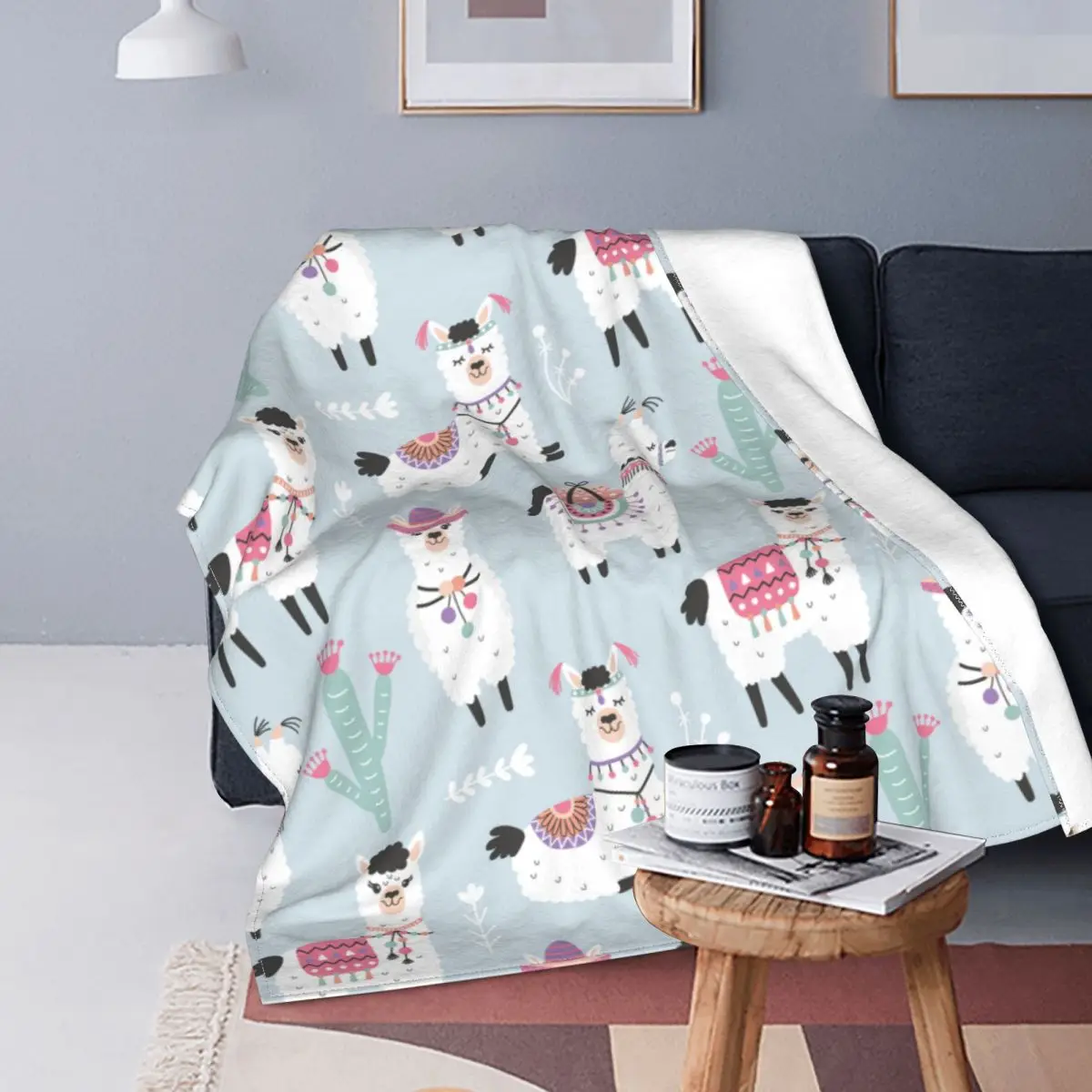 

Cute Alpaca Blanket Cartoon Animal Fleece Throw Blankets Airplane Travel Portable Lightweight Bedspreads