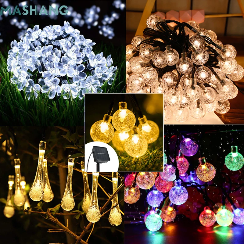 

Solar Crystal Globe Light String Blossom Fairy Garland Outdoor Stringlights For Garden Lawn Yard Decoration Colour Ball Lights