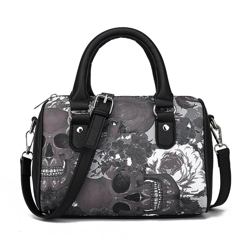 

Women's Bag Trend Large Capacity Bag Black Skull Handbag Luxury PU Leather Tote Bag Crossbody Purse Skull Printed Handbag