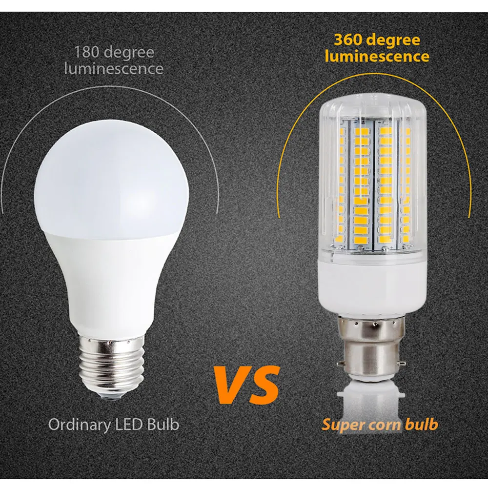 Led Кукурузная лампа E27 E14 B22 7w 12w 25w 30w 45w Белая комната 89 Лампочка 240v Высокая люстра