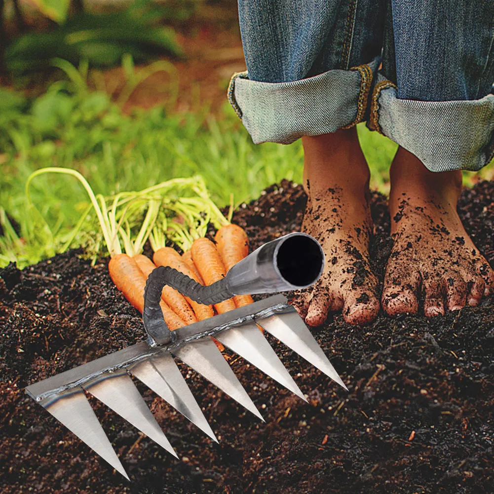 

Weeding Hoe Rake Steel Scarifier Tooth Nail Harrow Grasping Raking Loosening Soil Garden Agricultural Farm Tools