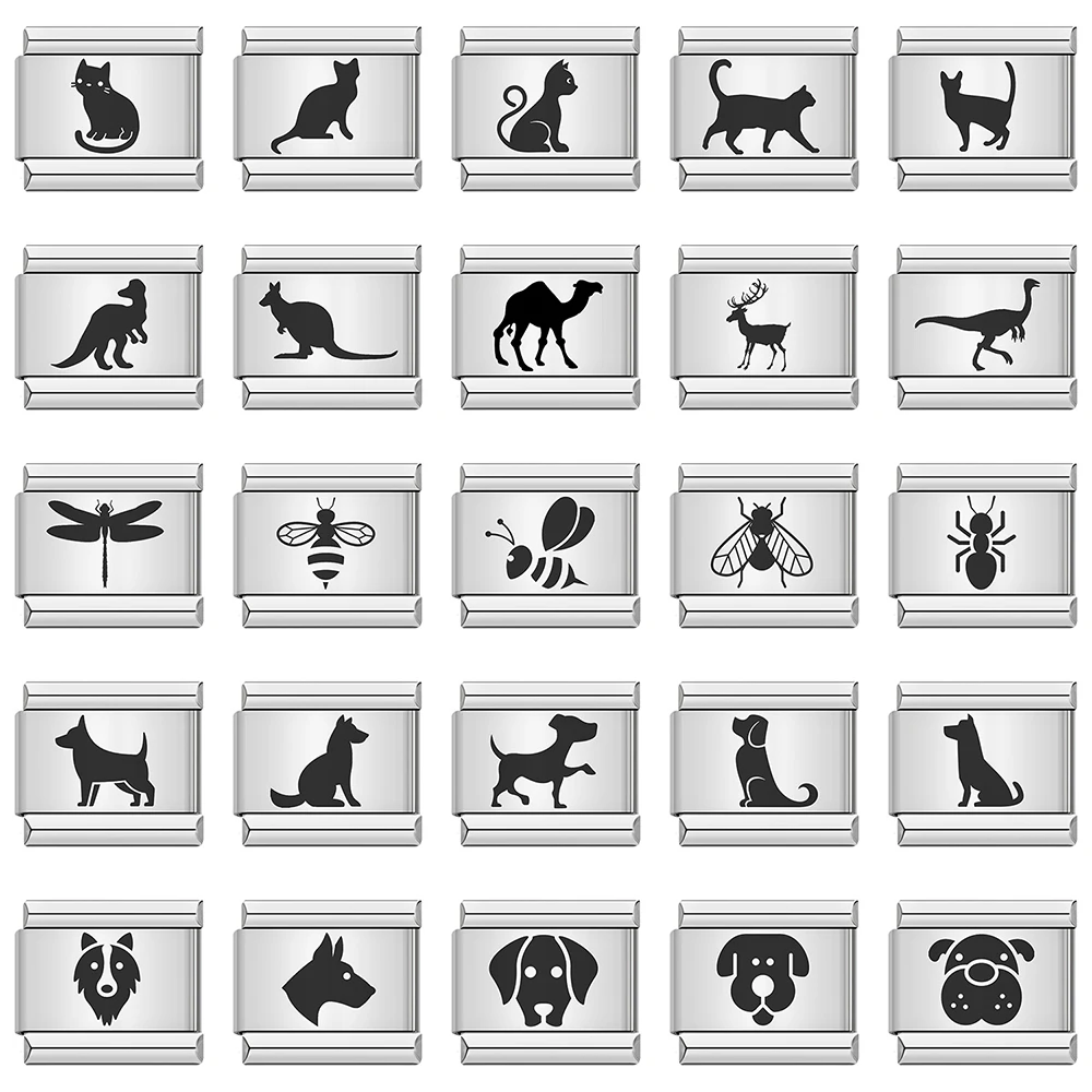 

Браслет Hapiship DJ279 из нержавеющей стали с изображением животных, собаки, слона, динозавра, кота, насекомых