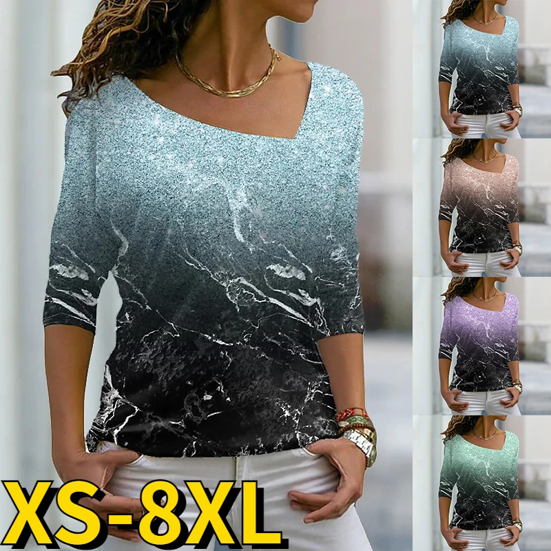 2022 New Winter Everyday Oversized T-shirt Autumn V-Neck Fashion Tops Women Elegant Pullover New Design Printing Long Sleeve
