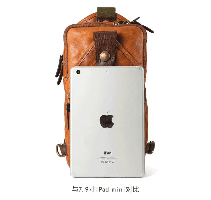 Fashion vintage organizer designer luxury genuine designer leather men's chest bag high quality real cowhide crossbody bags