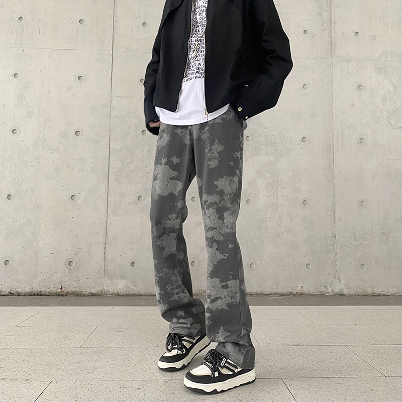 Осень/Зима 2023 темные окрашенные джинсы с принтом для мужчин дизайн Micro Rage