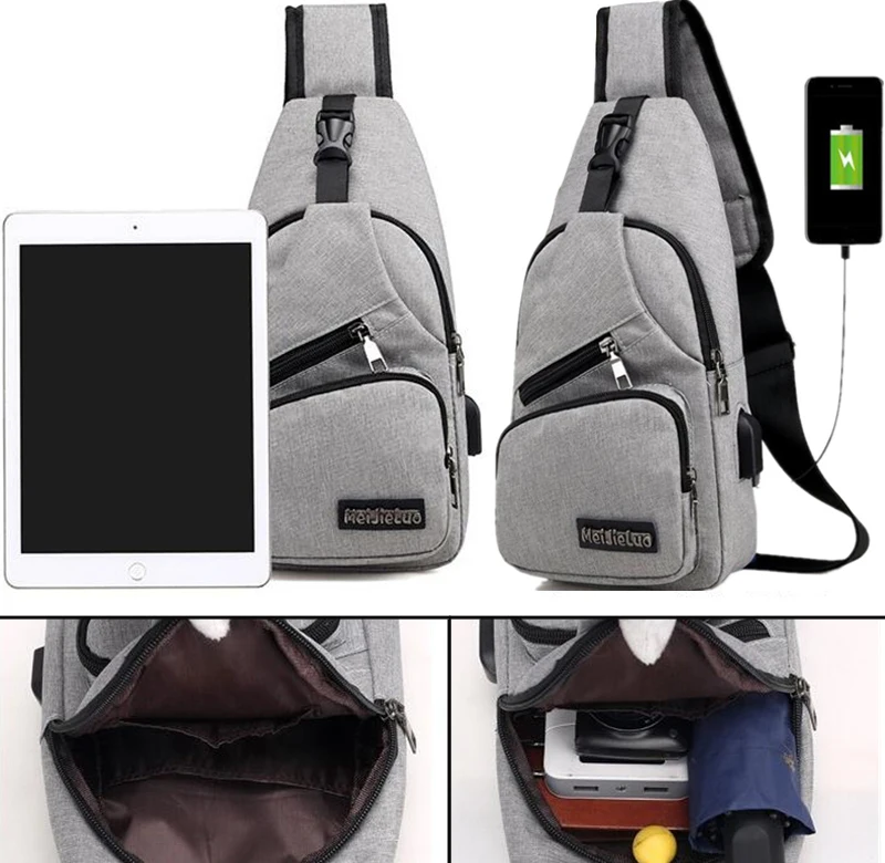 

Мужские сумки через плечо с USB-зарядкой, Мужская нагрудная сумка с защитой от кражи, школьные мессенджеры для коротких поездок, холщовая поясная сумка