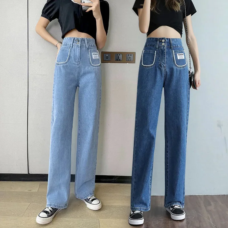 

Vintage Jeans Woman Y2k Women's Pants Female Clothing Streetwear Korean Fashion Denim Straight Leg Jeans Woman High Waist