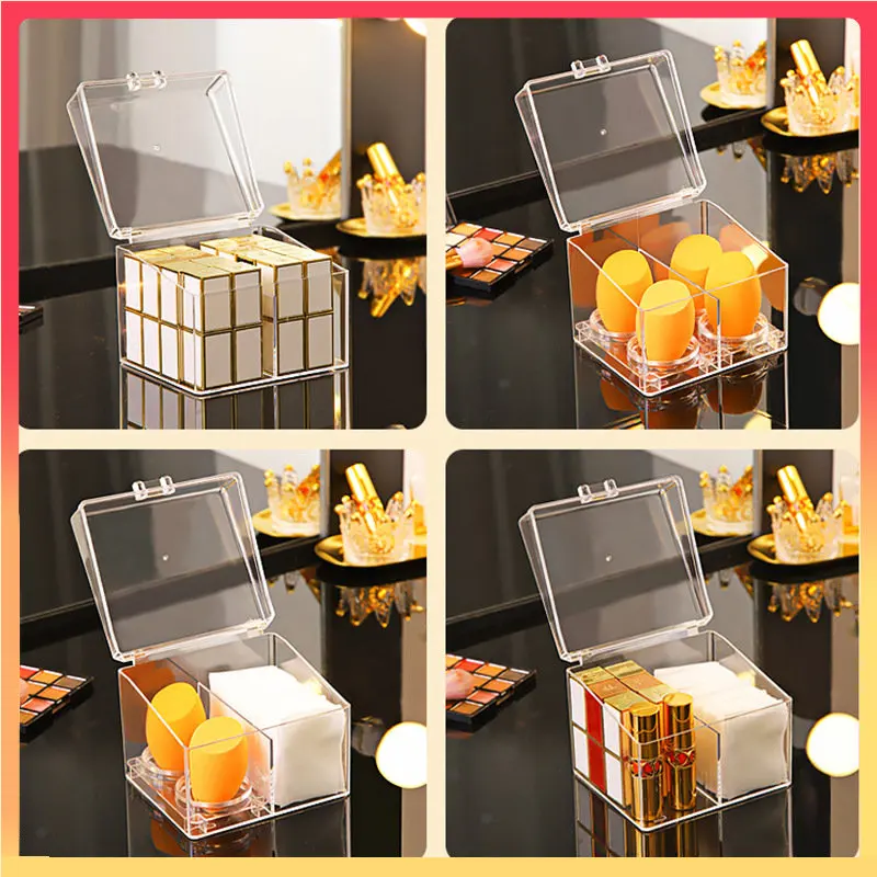 

Acrylic Makeup Cotton Pads Storage Box Large Transparent Round Cosmetic Cotton Pad Storage Container Cotton Swabs Organizer Jars