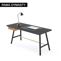 Light Luxury Black Slate Desk with Drawer Simple Modern Study Table/Computer Table/Office Table Metal Leg and Comfortable Chair