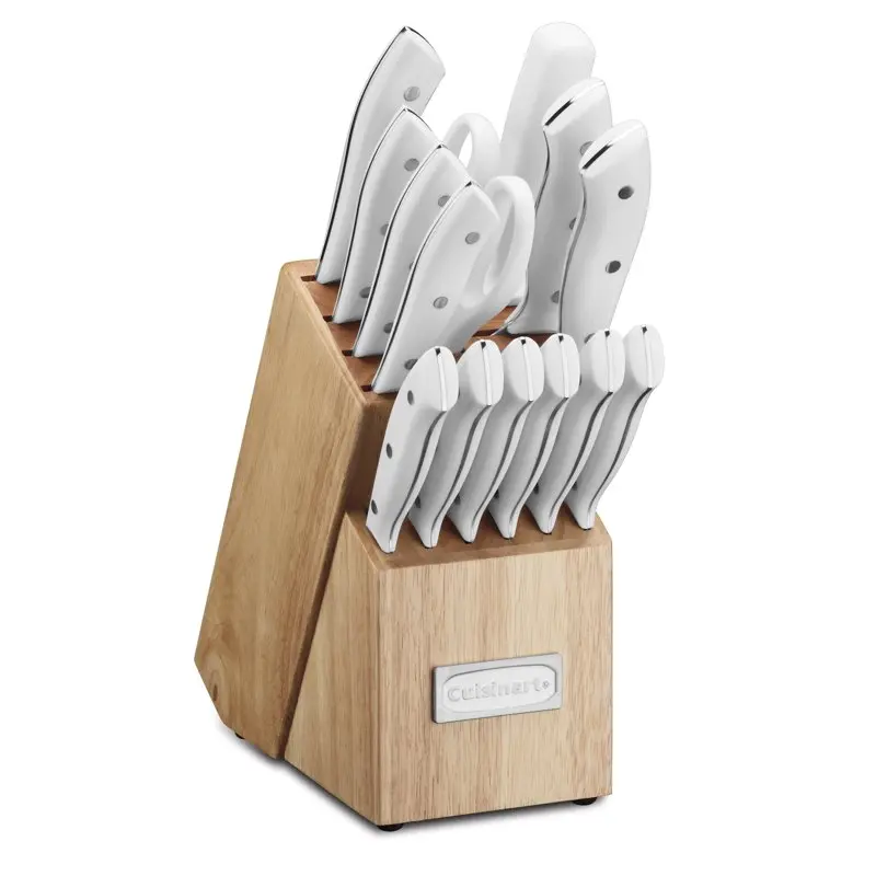 

Rivet 15pcs Cutlery Set with Block, C77WTR-15PW Kitchen knives Chef knife Cook Set Chef Utility Slicer Vegetable Peeler