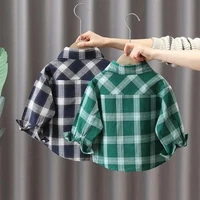 1 7y kids boys shirts new spring and autumn childrens long sleeved lapel shirts baby plaid tops bottoming shirts