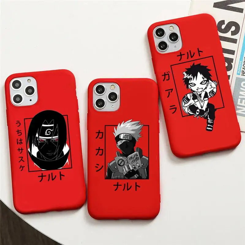 

Naruto Kakashi Uchiha Itachi Gaara Phone Case For iphone 13 12 11 Pro Max Mini XS 8 7 6 6S Plus X SE 2020 XR Red Cover