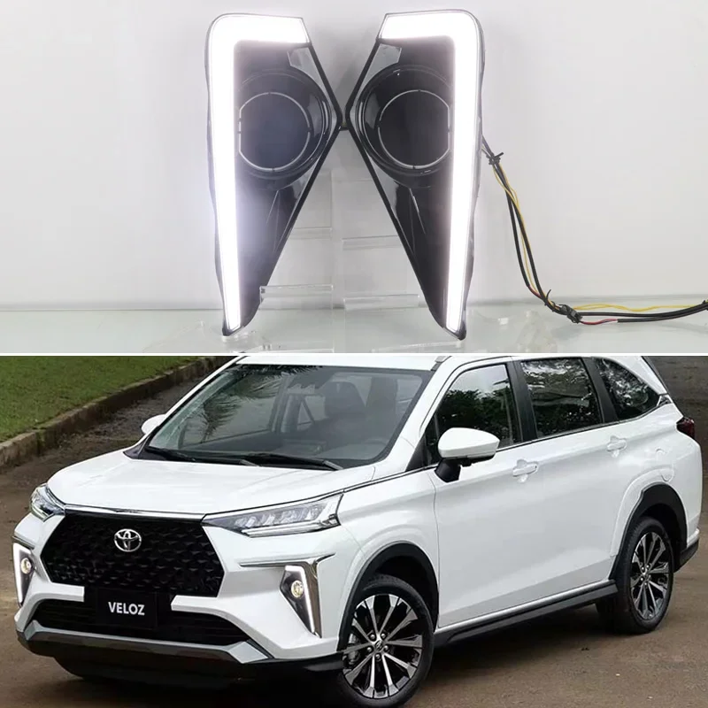 Светодиодные дневные ходовые огни для Toyota Veloz 2021 2022 2023 желтый указатель поворота