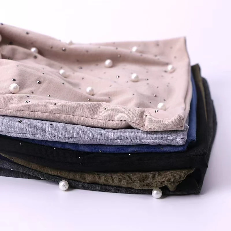 Мягкие хлопковые шапки-бини на осень и весну женские шапки с жемчугом для девочек